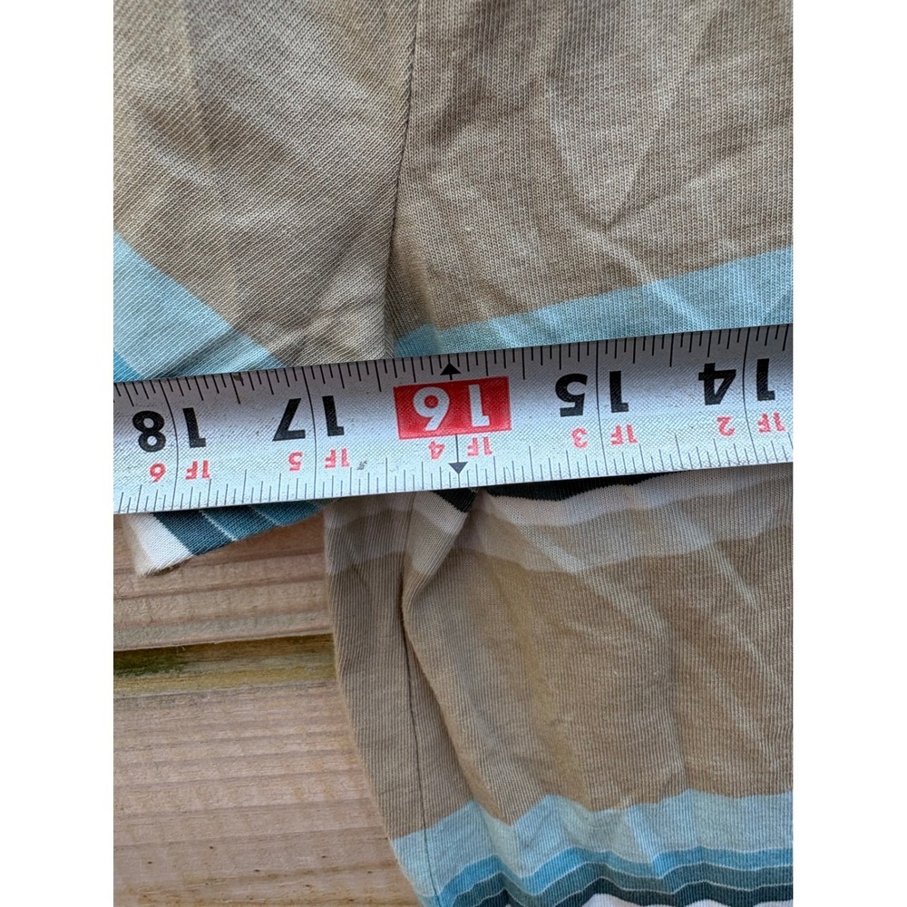 Hang Ten Jordan Mens Striped T-Shirt Khaki Blue Teal Cotton Crewneck SU0103406 M - Picture 7 of 8